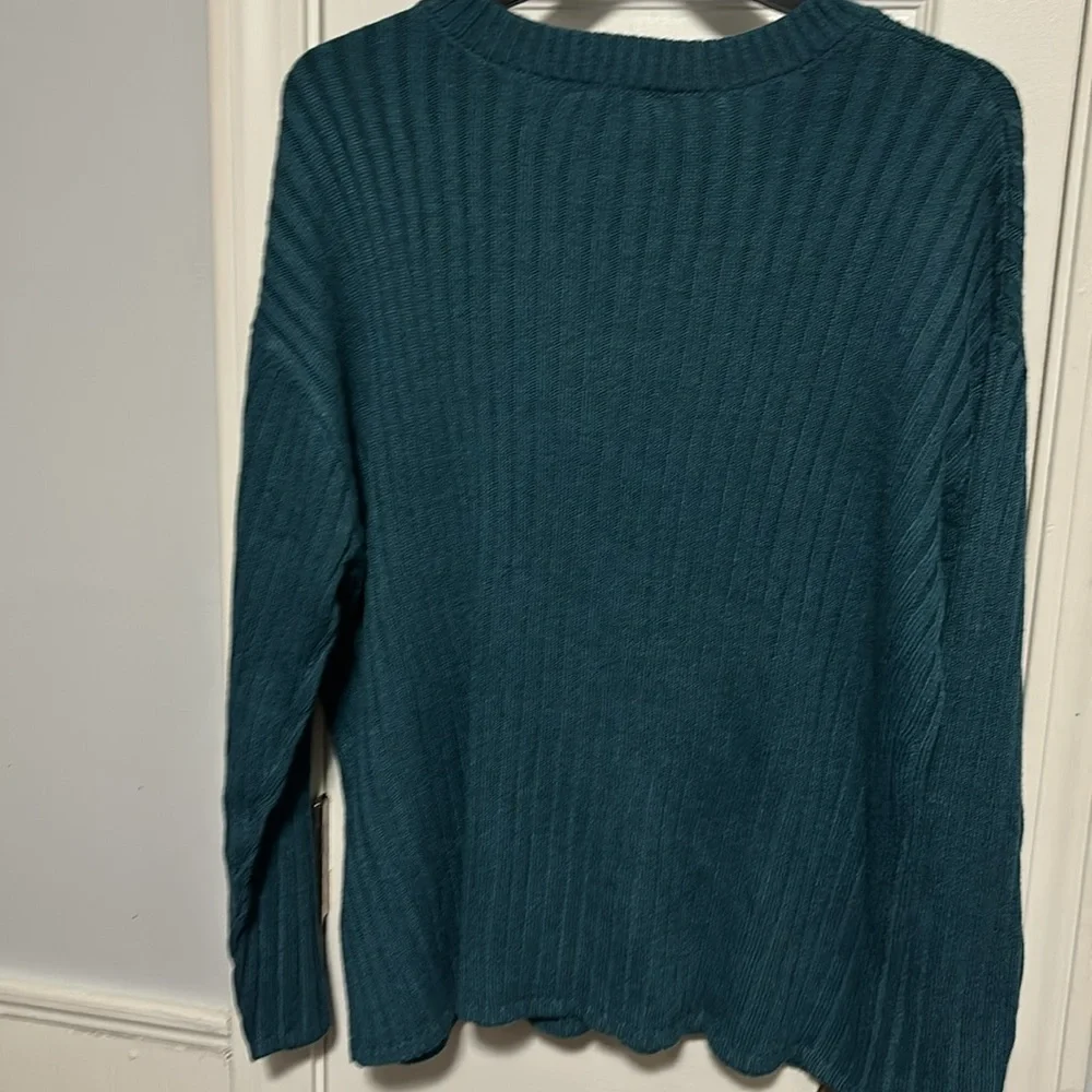 Jessica Simpson Ribbed Sweater Knit Brown Crewneck Women's Size L NWT teal